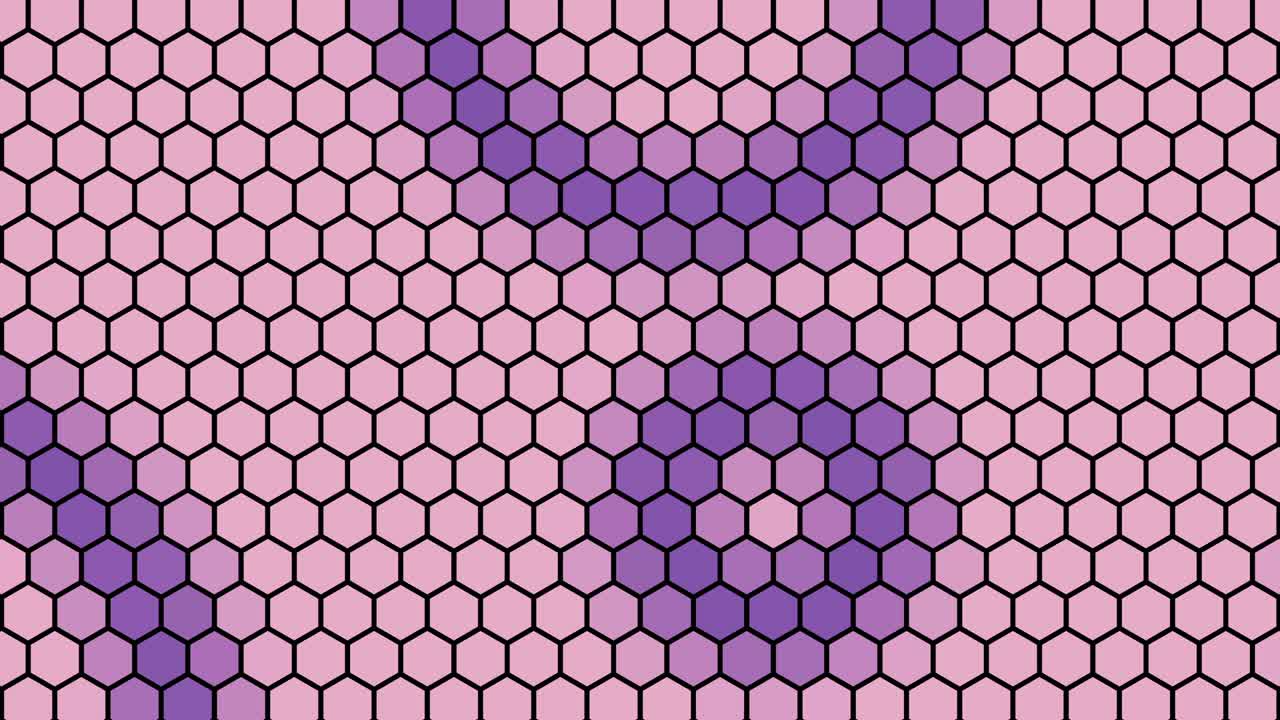onda colorida brillante y dinámica que se mueve a lo largo de una cuadrícula hexagonal. en bucle