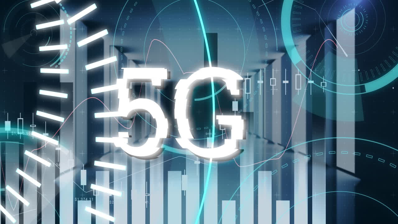 grafici e 5g scritti nel mezzo di un futuristico cerchi 4k