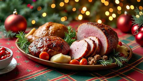 christmas ham and roasted chicken feast