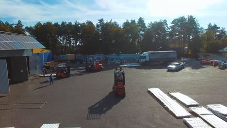 aerial view of warehouse storages. aerial view of logistics warehouse center