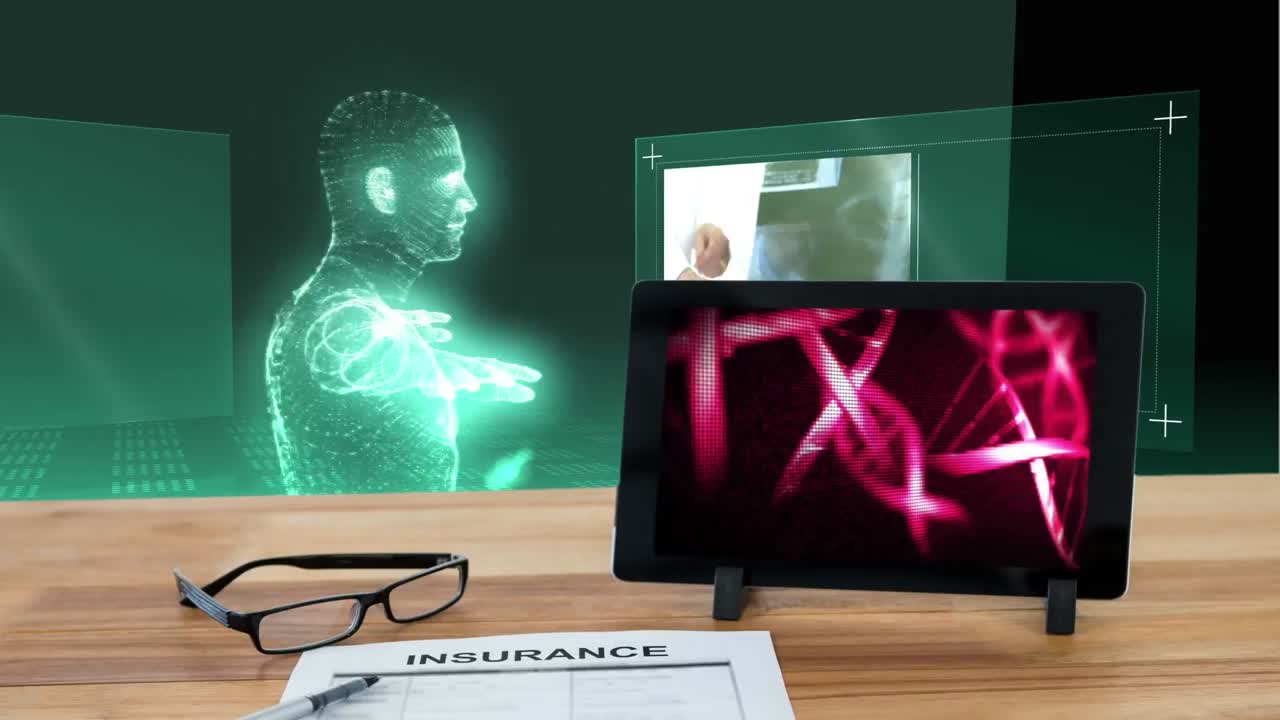 tableta que muestra escaneos de adn video