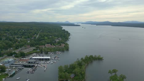 Port in Magog near Lake Memphremagog, Aerial Canada