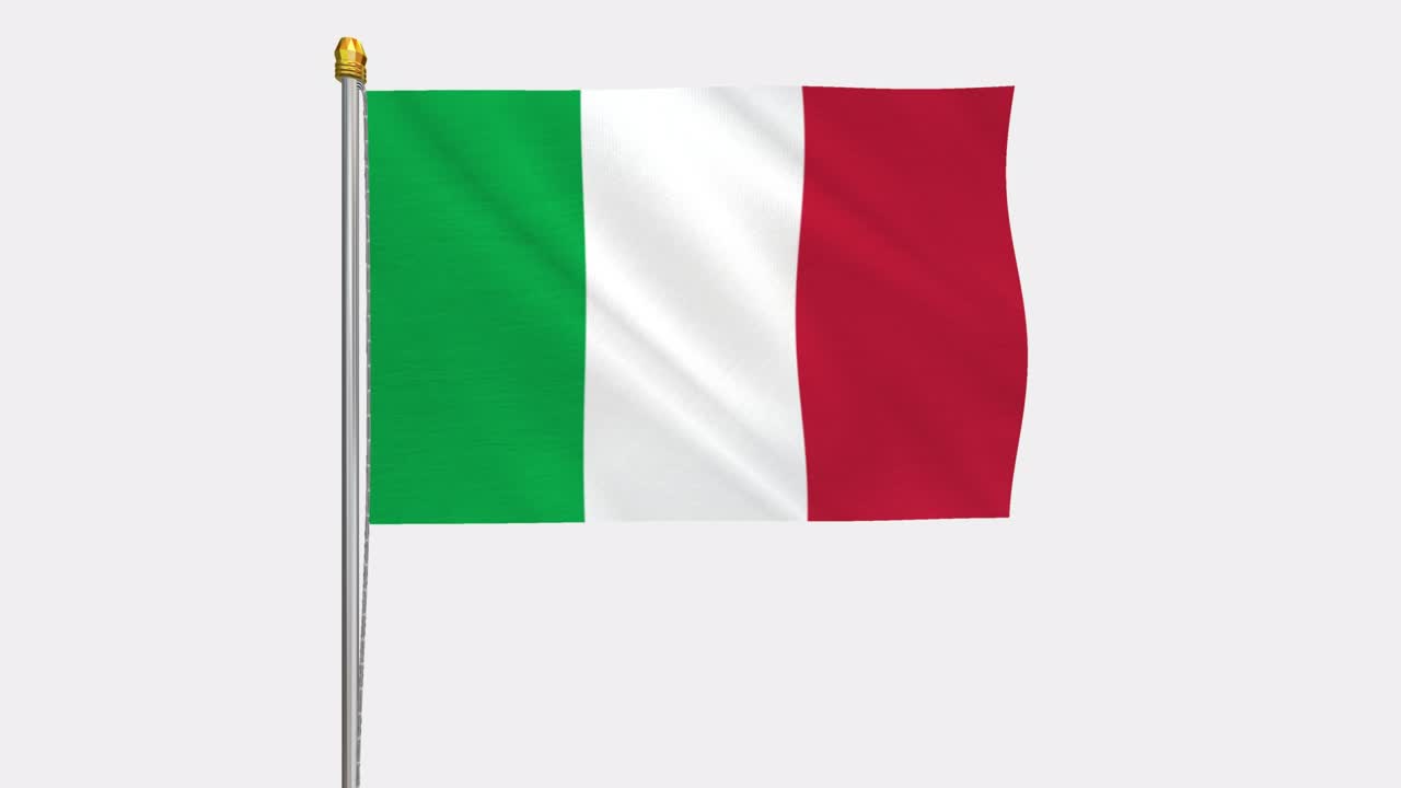 Un video in loop con canale alfa della bandiera italiana con sfondo trasparente