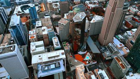 chicago uptown with usual architecture. top view on the cityscape of american metropolis at sunset