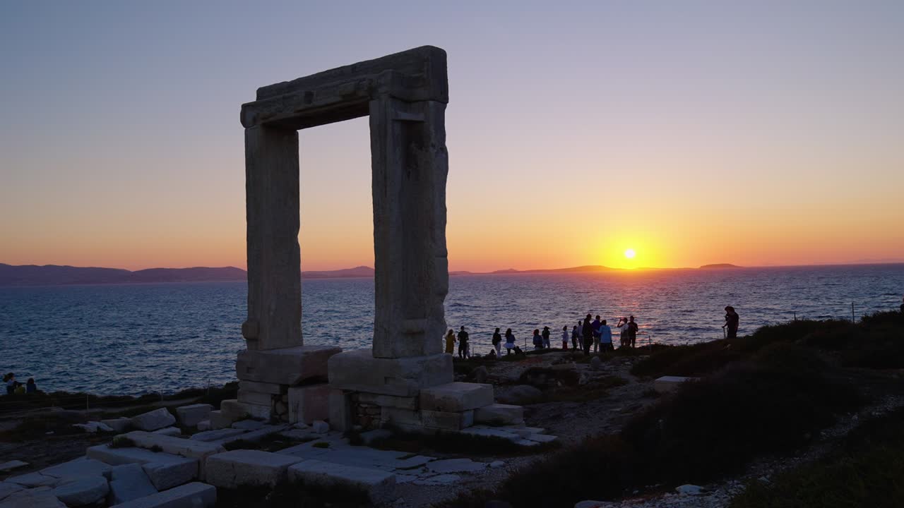Sunset at the Entrance to the Temple of Apollo on Naxos Island, Greece
