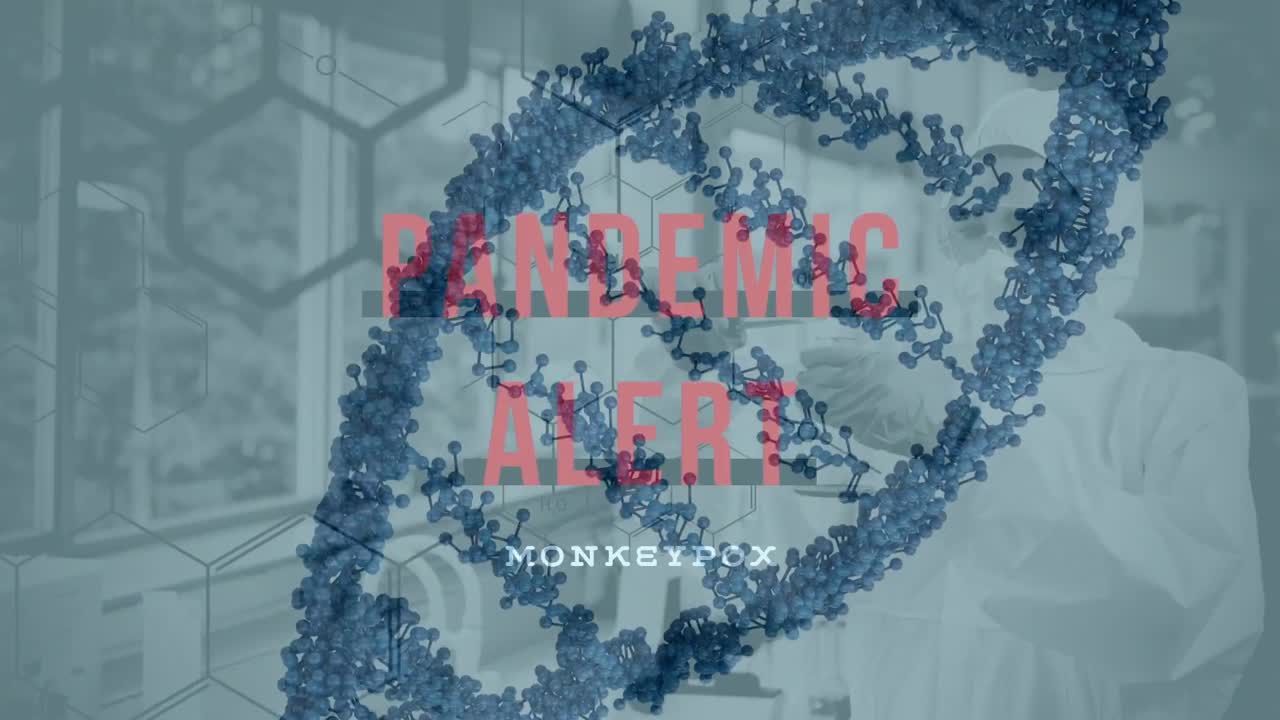 dna와 실험실 노동자에 대한 유행병 경보의 애니메이션