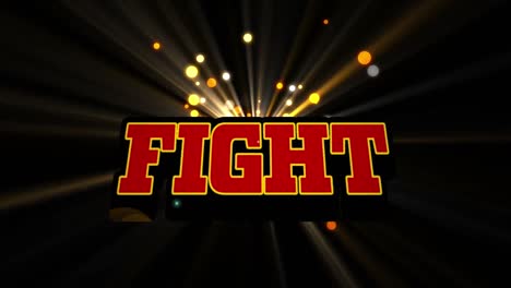 Animation-of-fight-text-and-spots-on-black-background