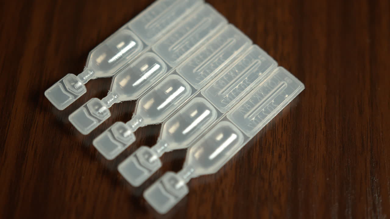 靠近桌子上的一次性眼滴的盘子