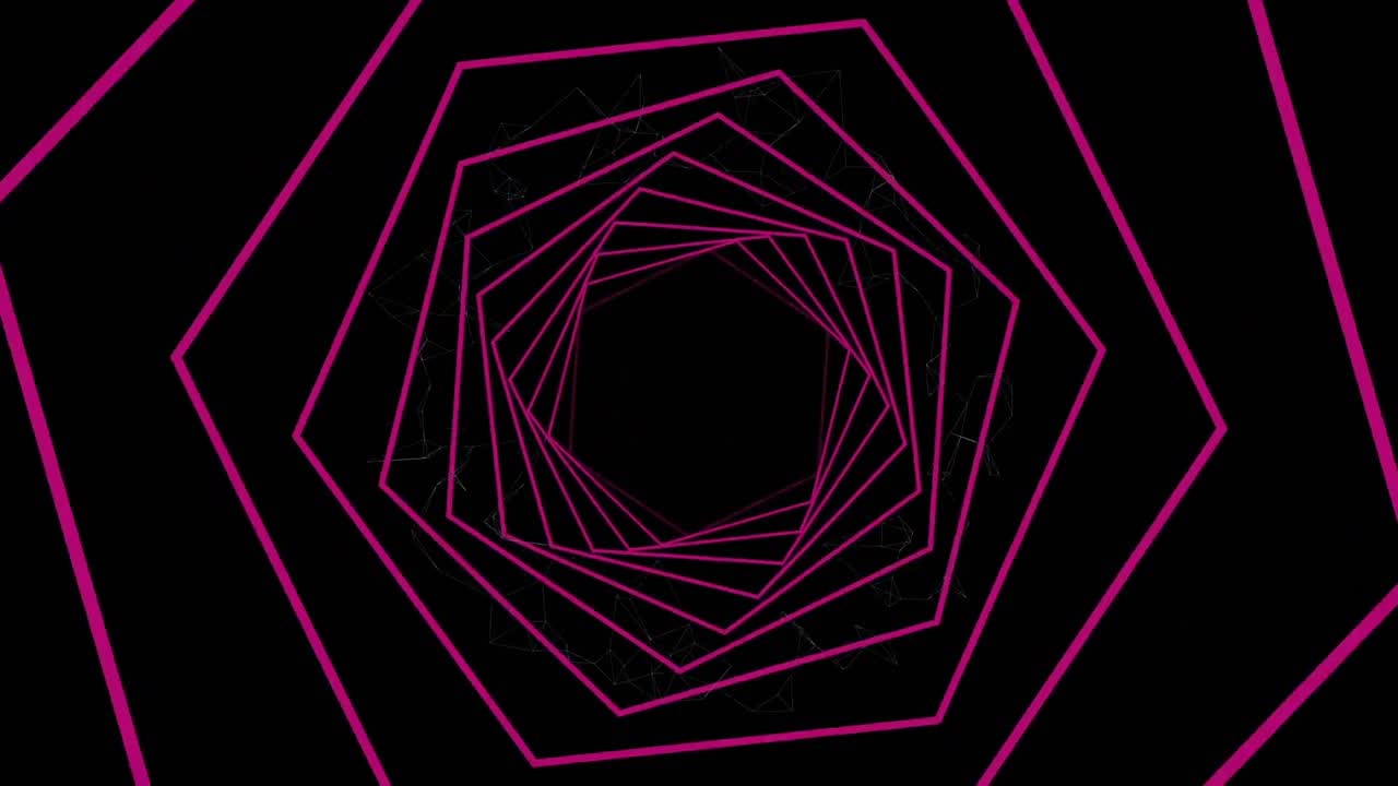 animación de hexágonos de neón sobre un fondo negro