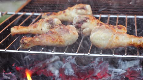 grilled chicken bbq cooked with a fire