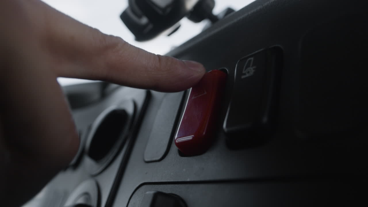 Car dashboard close up of button