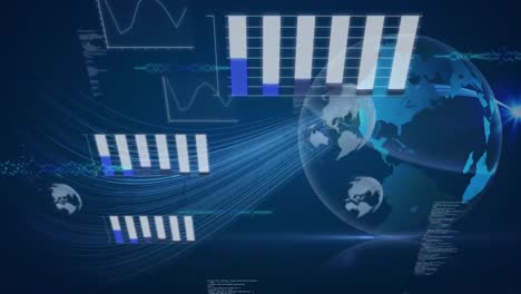 animación de conexiones y procesamiento de datos en todo el mundo