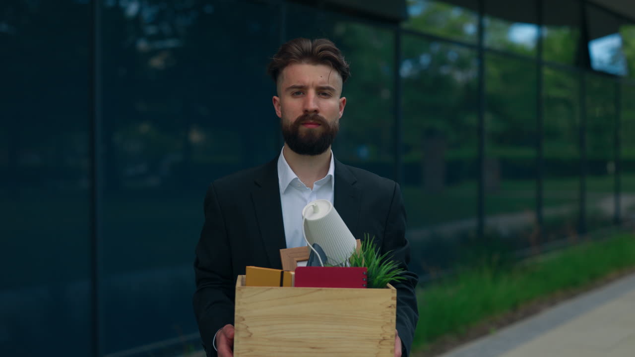 Dismissed Employee Carrying Their Belongings