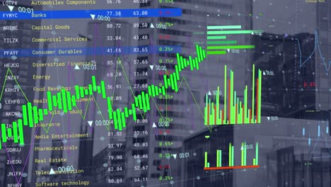 Animation-Der-Finanzdatenverarbeitung-über-Dem-Stadtbild