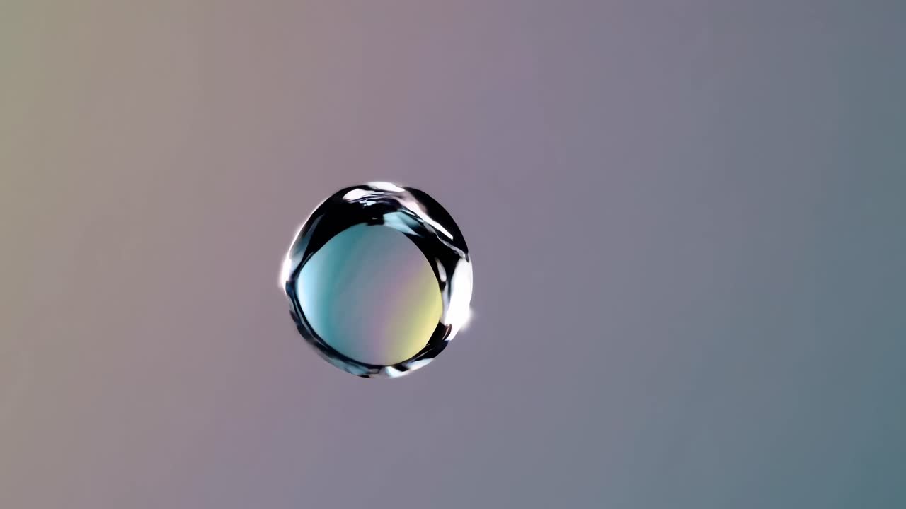 A minimalistic video featuring a floating iridescent sphere against a gradient background