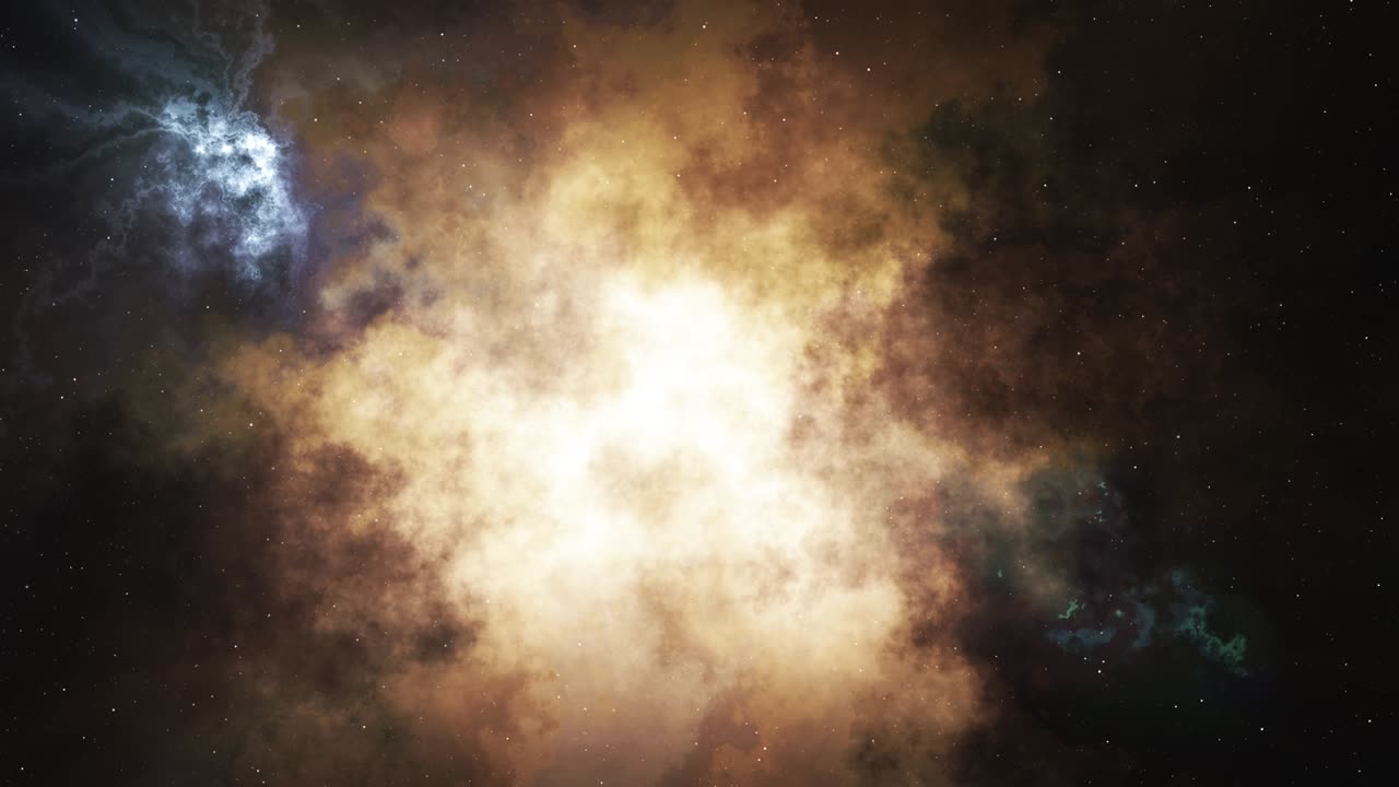 animación de bucle sin costuras de vuelo espacial a una hermosa nebulosa