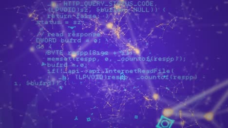 Program codes and lines with profile icons and symbols