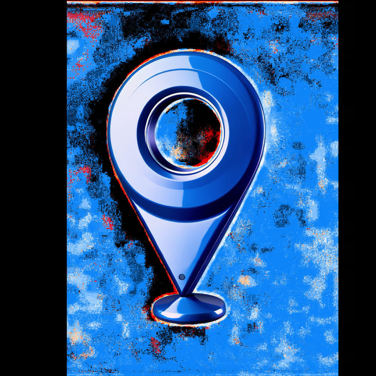 Blue location pin animation isolated asset, transparent 4K video, alpha channel, ProRes 4444