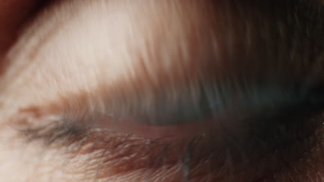 close up human eye blinking reflection on iris macro beauty