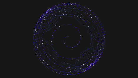 blue spiraling circular pattern with interconnected dots