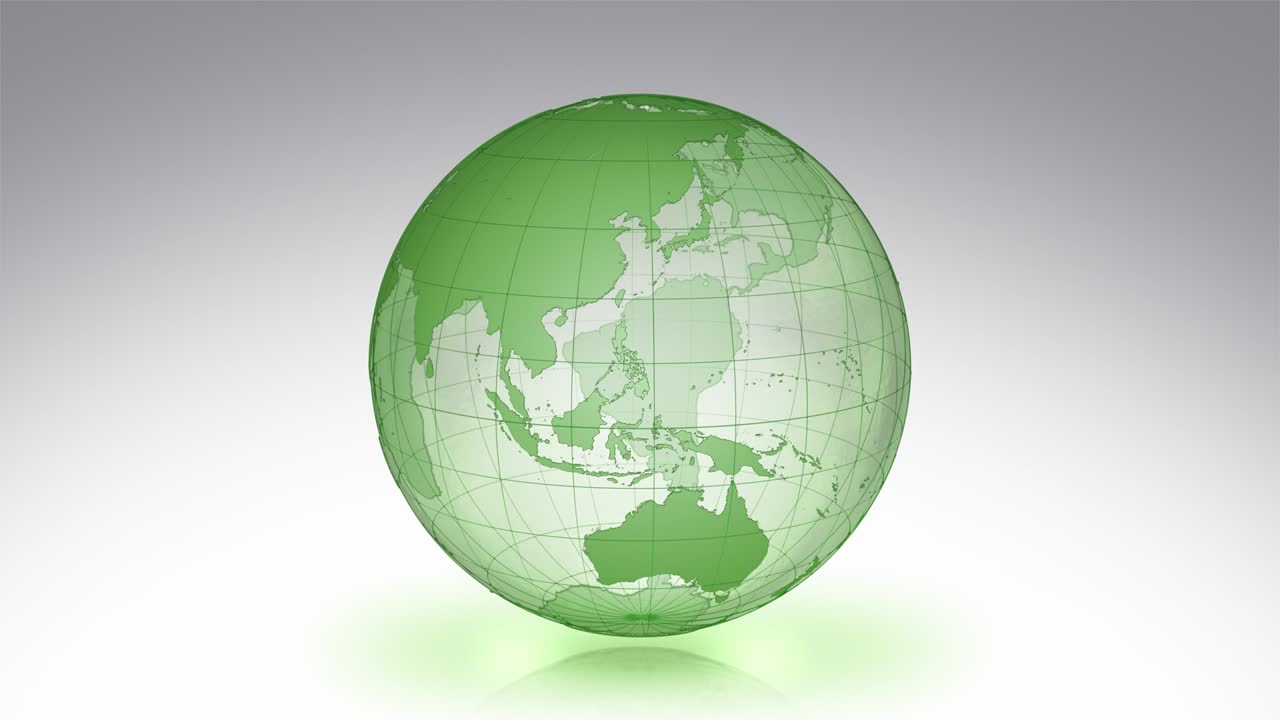 Spinning Earth with Parallels and Meridians. Luma matte. Transparent-Green.