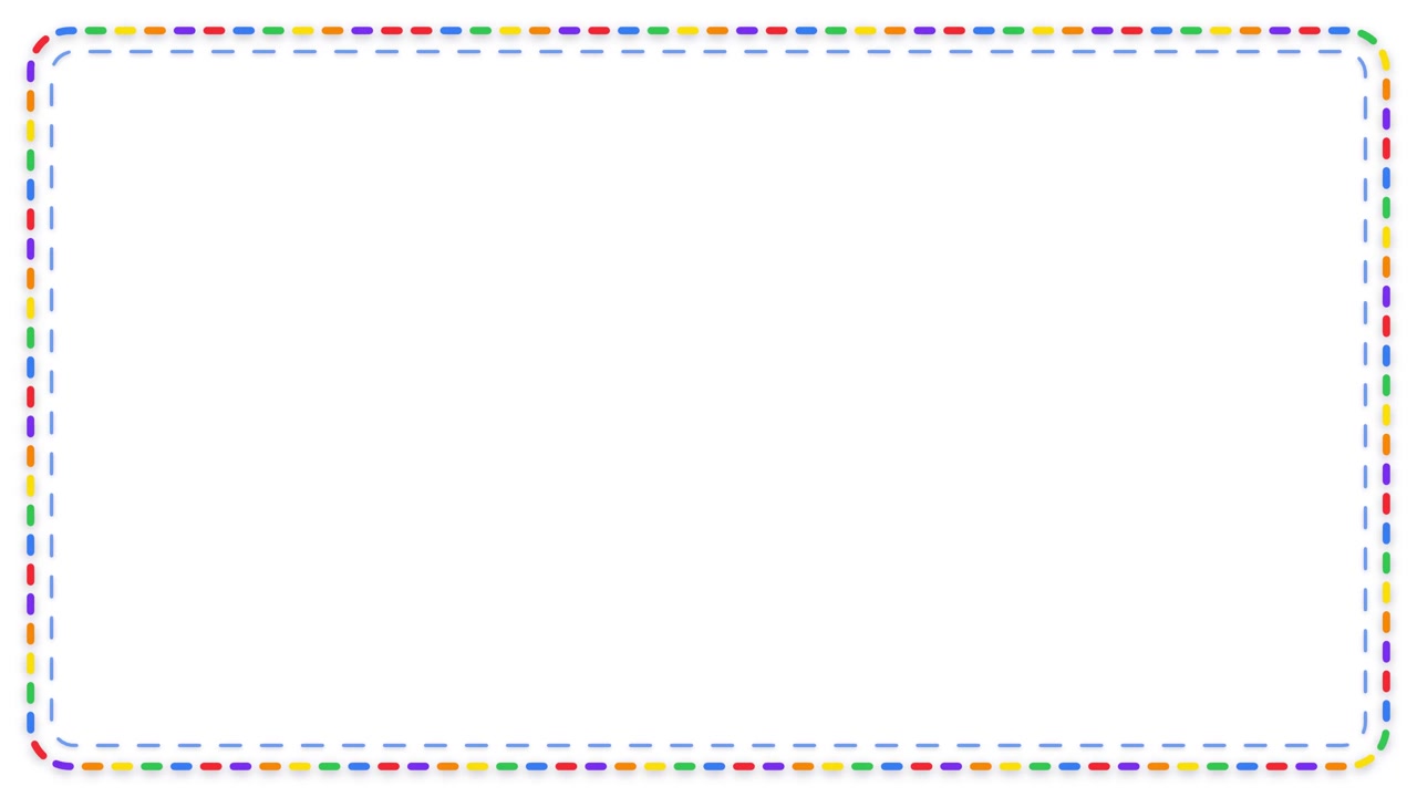 Vibrant dashed lines rotate around a white rectangular frame with a clean, minimalist aesthetic.