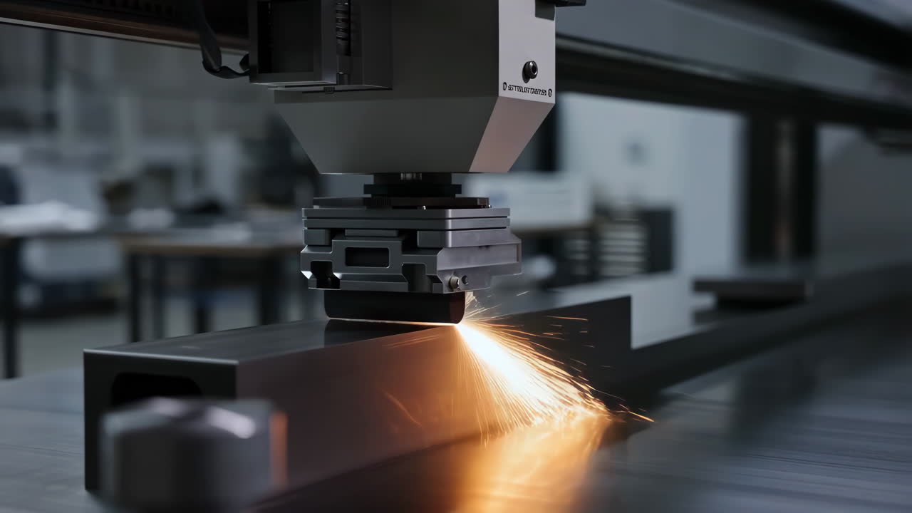 Laser Cutting Machine in Action with Sparks