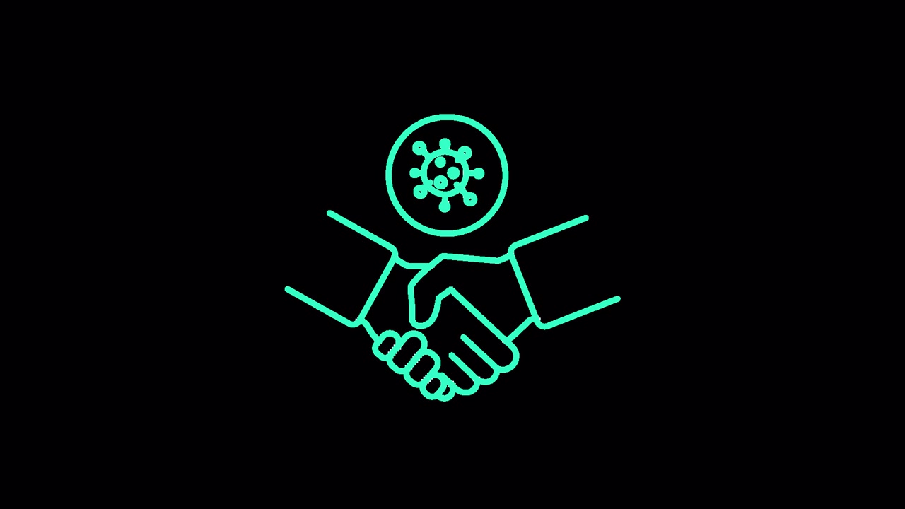 Animated Handshake with Coronavirus Icon