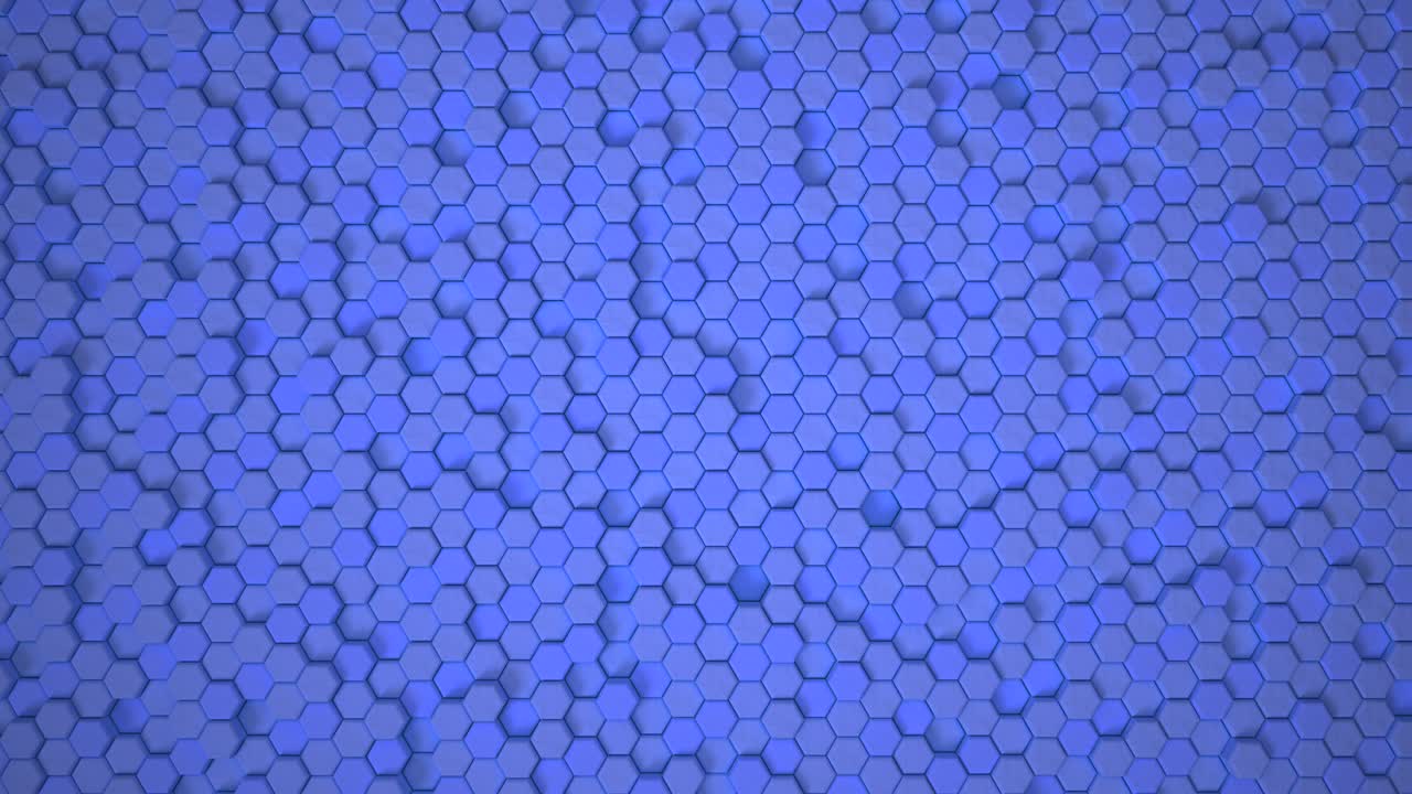 contorno geométrico hexagonal abstracto de la superficie: patrón de cuadrícula hexagonial minimalista azul puro, lienzo de fondo con movimiento aleatorio, panal de miel. bucle 4k sin costuras.