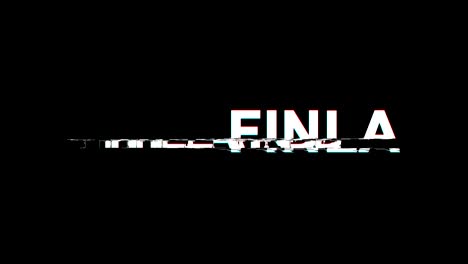 finland glitch effect text digital tv distortion 4k loop animation