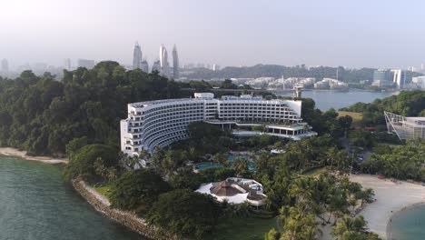 aerial view of a luxurious hotel resort on a tropical island