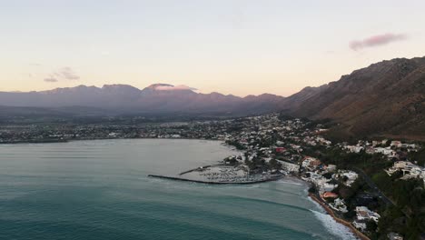 Aerial-view-of-the-harbor-in-Gordon's-Bay,-South-Africa