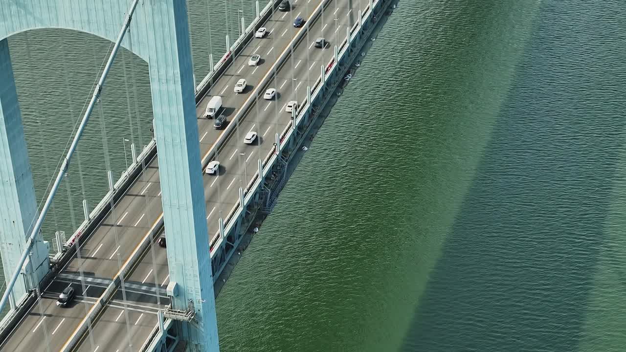 Aerial view of the Throgs Neck Bridge in New York City