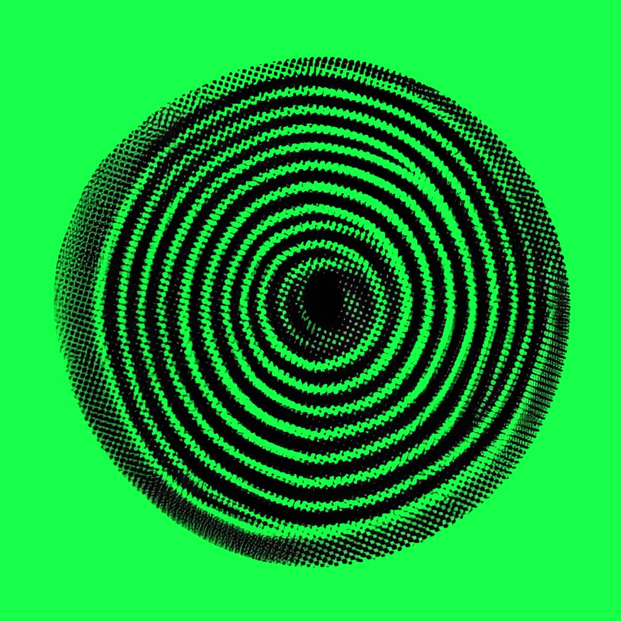 Hypnotic circular pattern animation, transparent 4K video, green screen