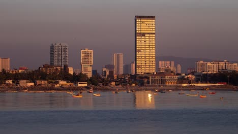 timelapse of large modern seafacing office building mumbai