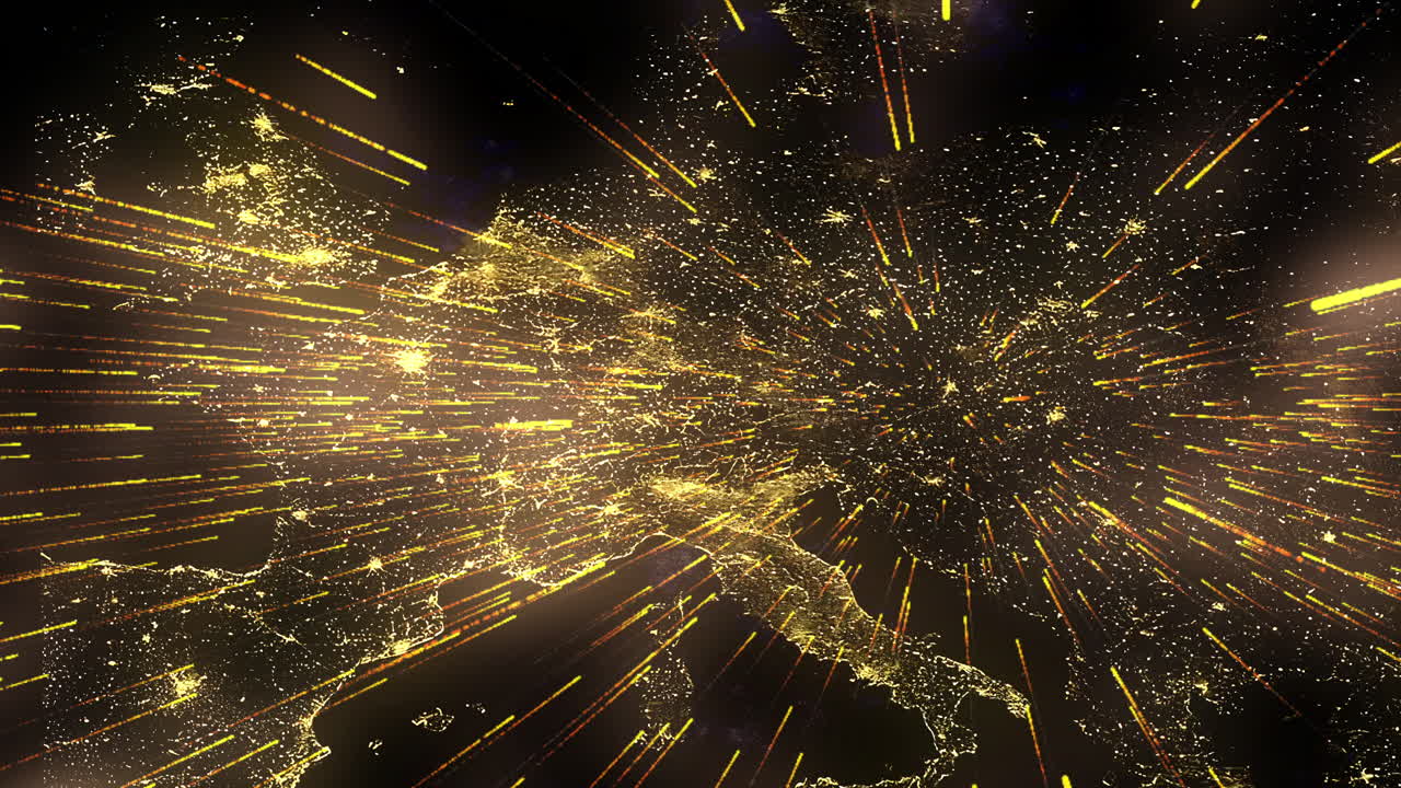 Meteor shower striking Europe at night