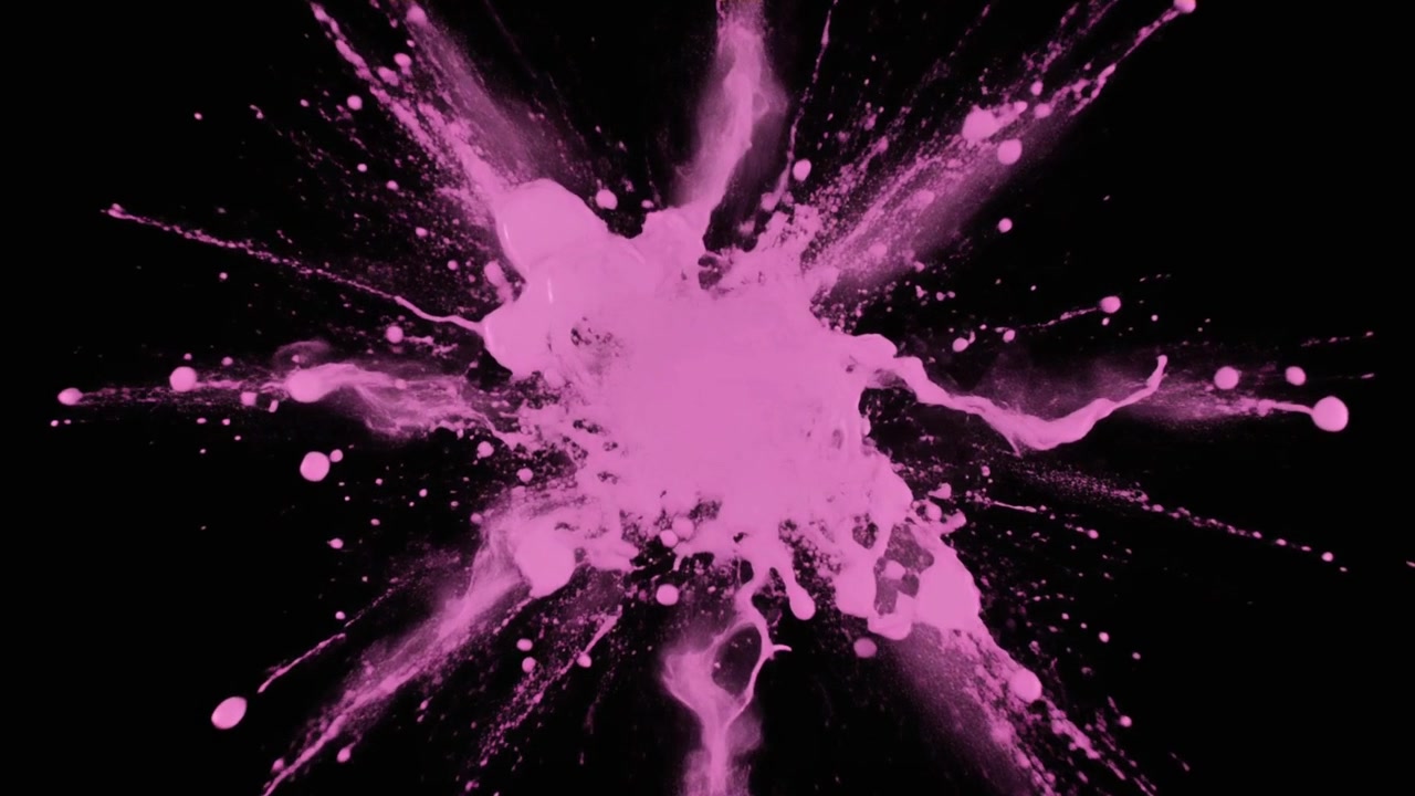 Pink pudeksplosion på sort baggrund
