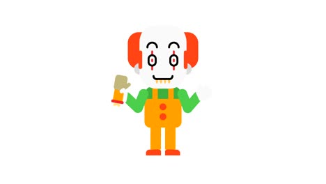el baile del payaso y las olas de la mano. personaje de halloween. canal alfa.