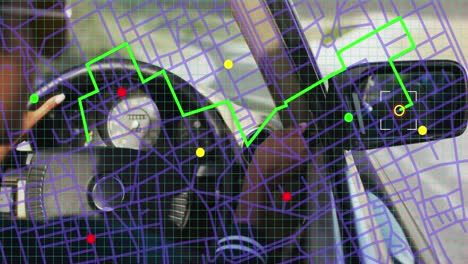 Animation-Der-GPS-Visualisierung-über-Dem-Fahrzeuginnenraum