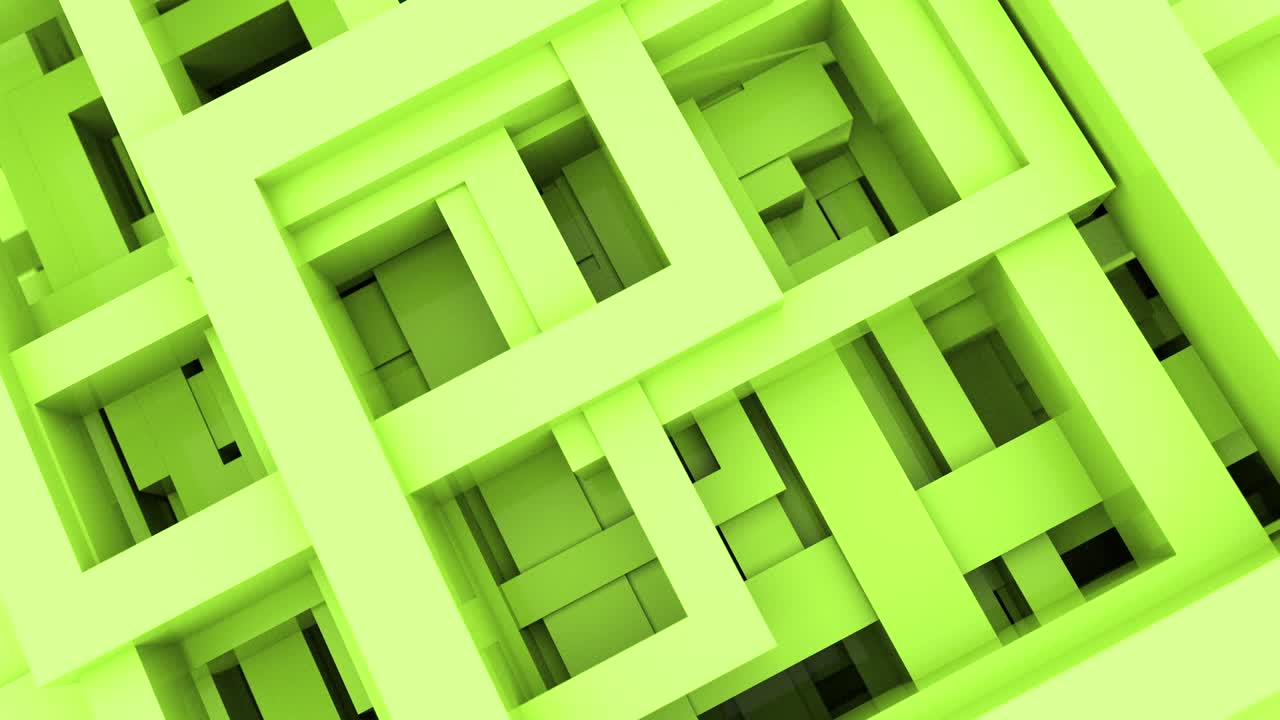 Abstract 3d shapes lines and squares with different colors. 4k loop render animation footage.