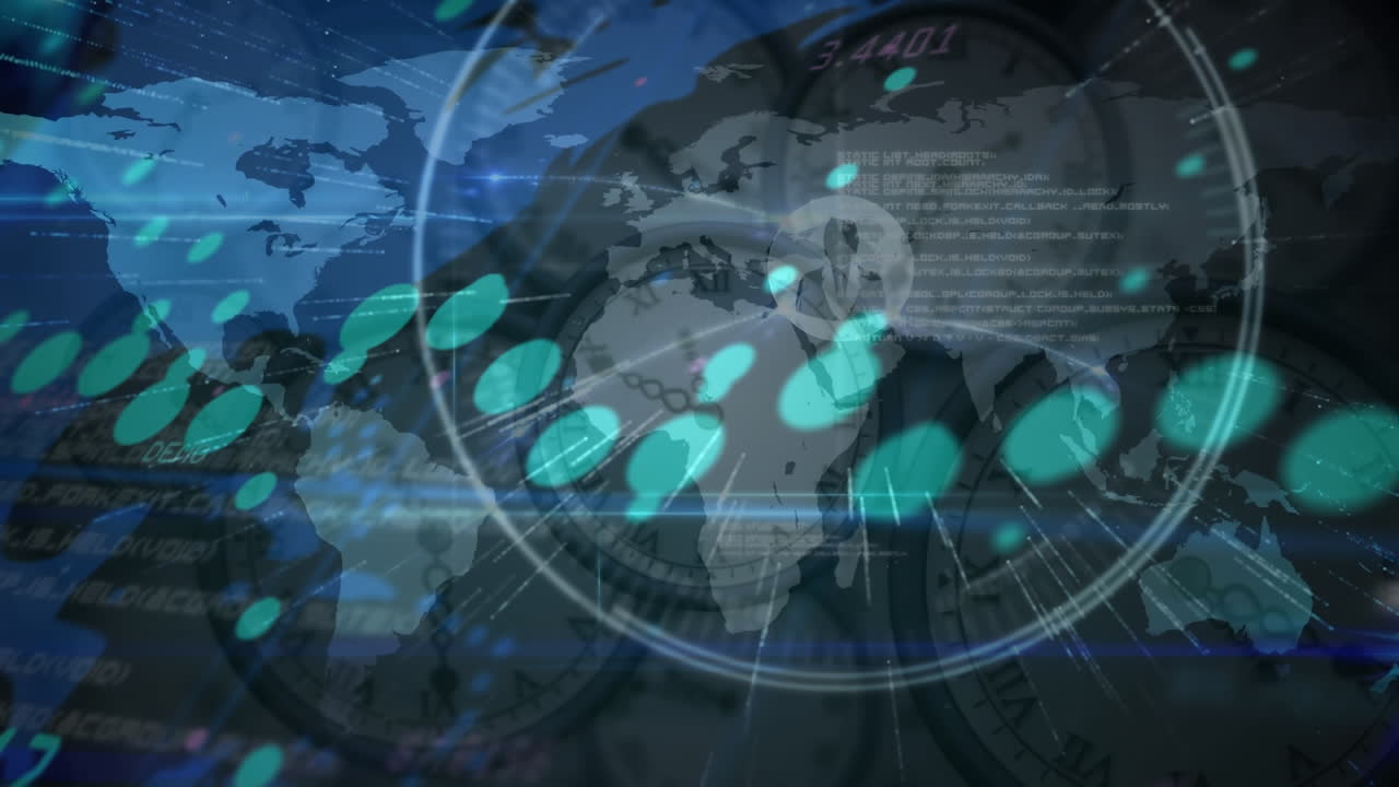 세계 지도의 애니메이션과 이동 시계에 대한 데이터 처리