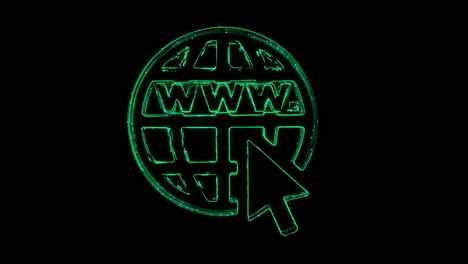 www globe animated icon appearing with lines on black background www world wide web network concept