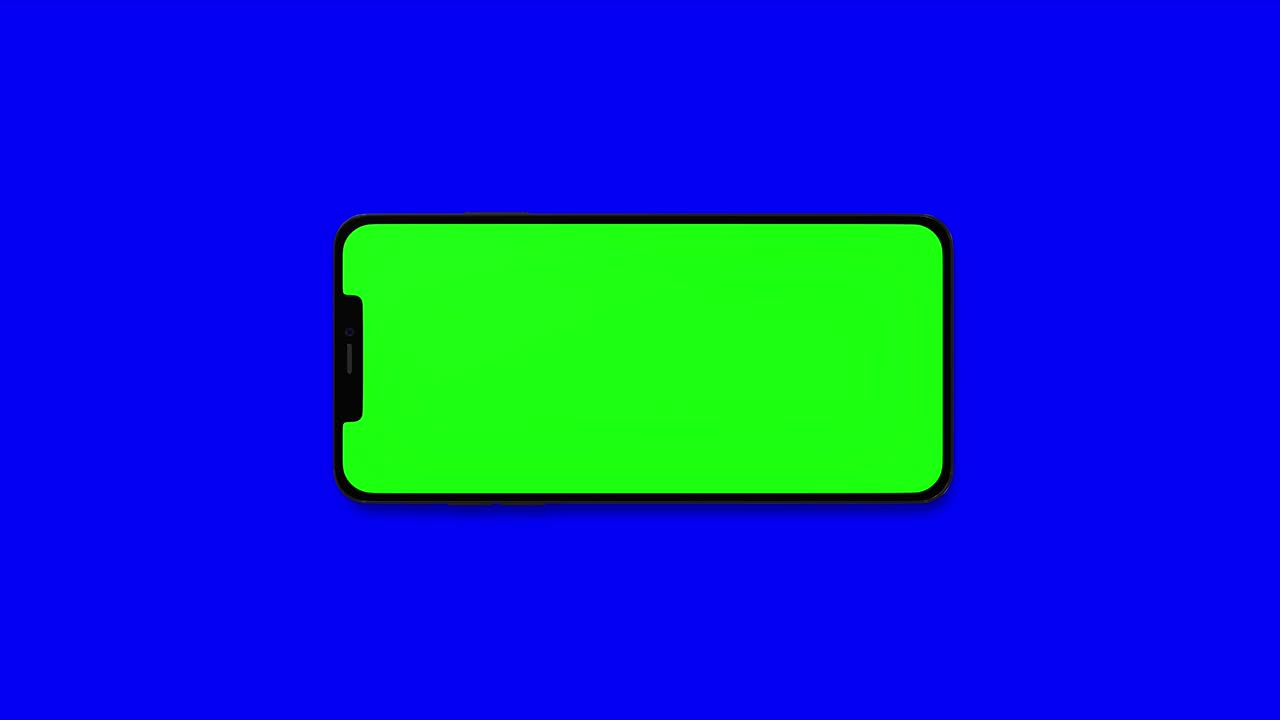 Green screen smartphone on blue background, perfect for video overlays