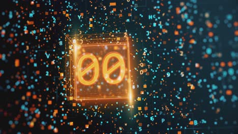 números brillantes 00 y 11 en un cubo digital