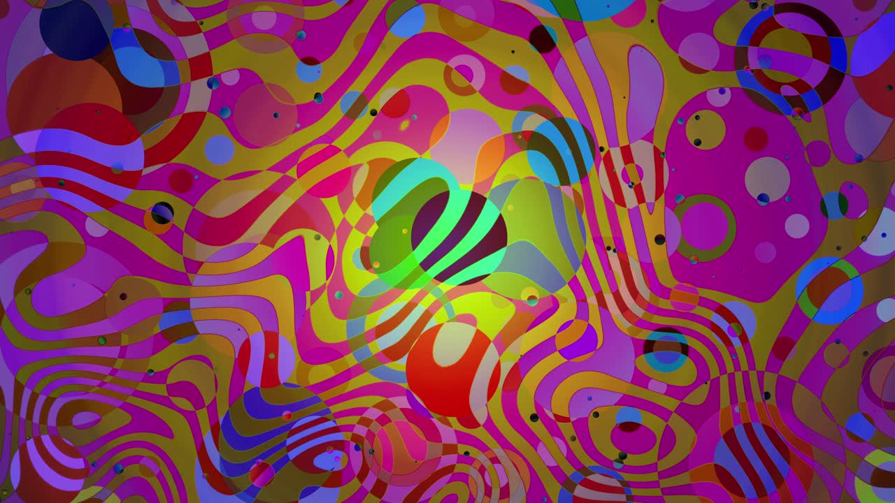 Turbulent Flow Loop Animation: Vivid Colorful Psychedelic Abstract Background with Swirling Shapes, Seamlessly Looping Motion