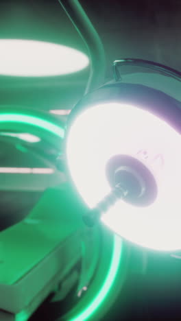 close-up of a surgical light in an operating room