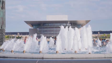 fountain in front of the copenhagen opera house