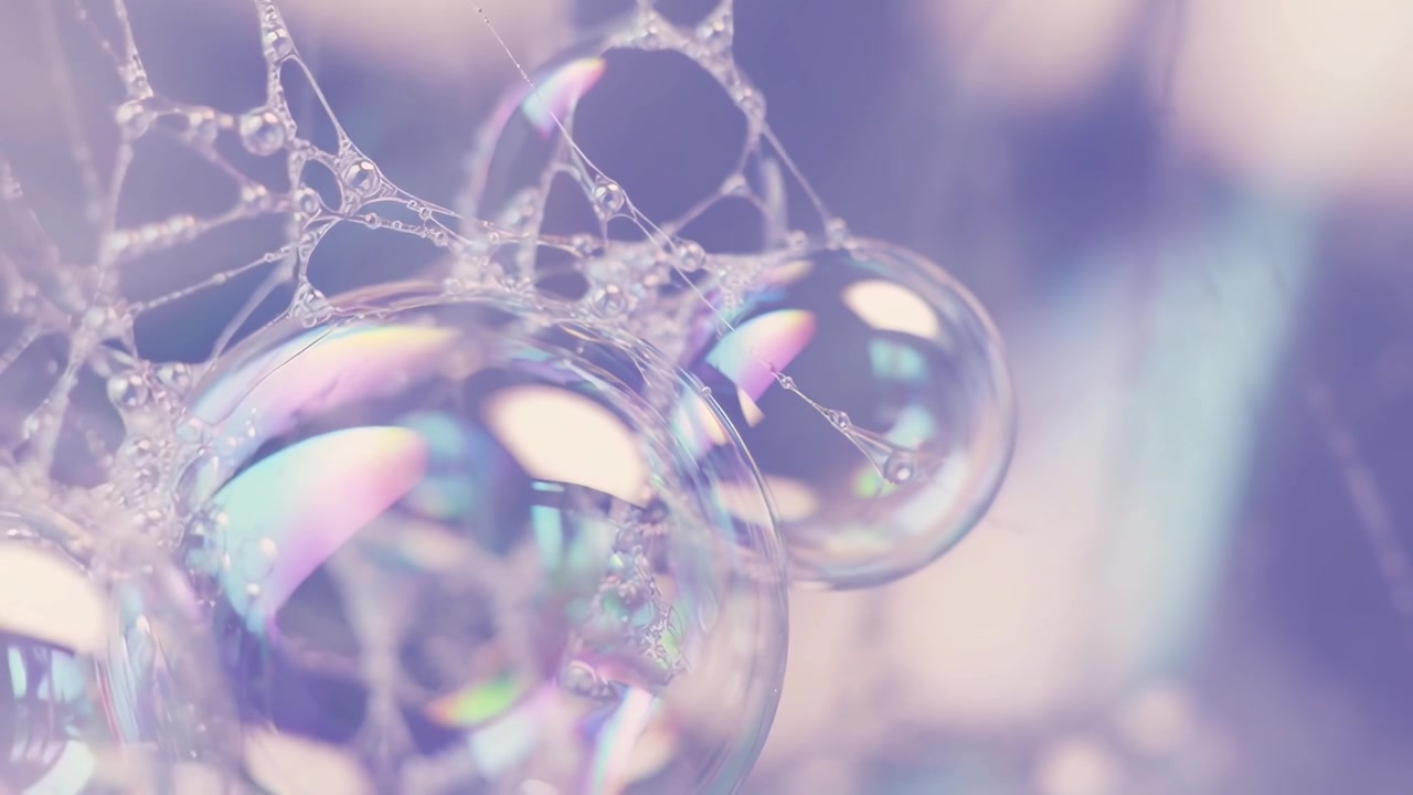 Macro View of Soap Bubbles and Delicate Webbing