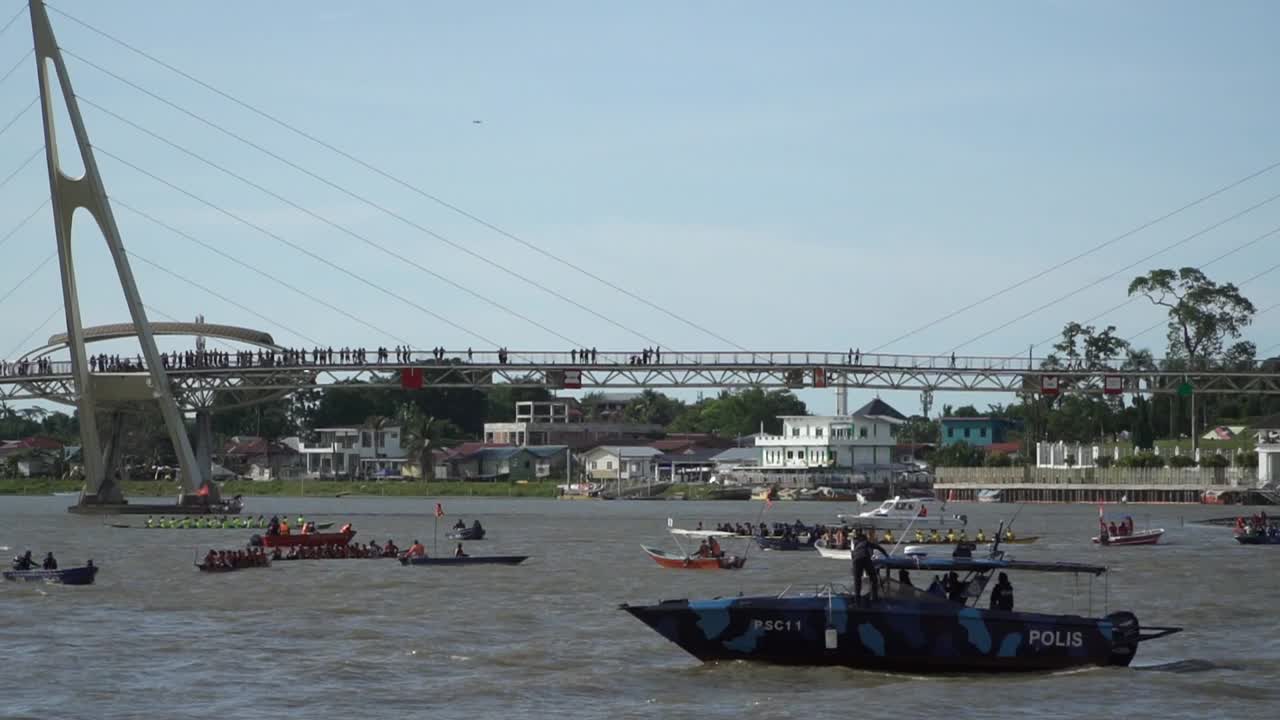 Traditional Long Boat Race Held At Kuching Water Front Every Year