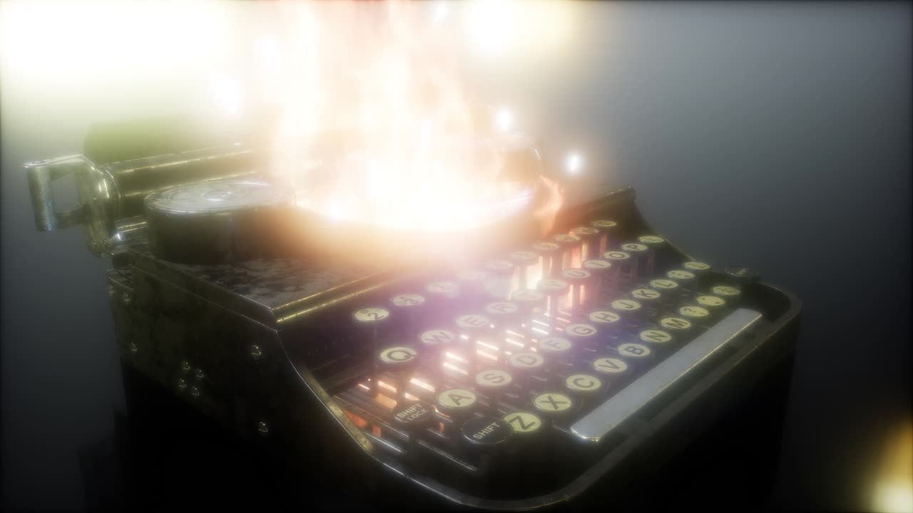 ретро печатная машина в огне